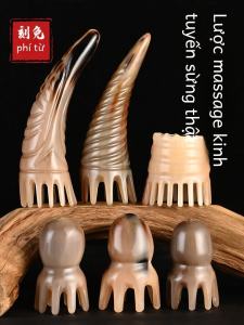 Xác Thực Tự Nhiên Sừng Bò Bàn Chải Tóc Dụng Cụ Massage Da Đầu Nữ Đặc Biệt Mặt Cắt Lược Tự Nhiên Ống Tròn Cạo Dụng Cụ