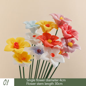 5pcs High Temperature Handmade Ceramic Simulation Flowers Eternal Life Flower Decorations Unique Creative Gifts for Home