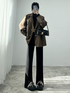 High Waist Flared Suit Pants Womens Casual Black Trousers Spring Autumn Wide Leg Professional West Pants Long Commute