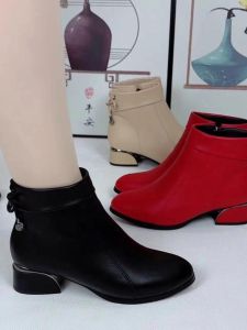 Fashionable Comfortable Soft Bottom 2cm Flip Collar Mini Boots Short Tube Winter Warm Rubber Outsole round Toe PU Leather