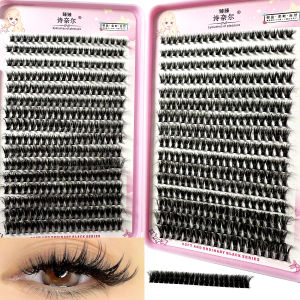 640Pcs 8D Fluffy Thick Eyelash Clusters D Curl Wispy Individual Lashes 8-16mm Mix False Eyelashes Extensions Cluster Lashes