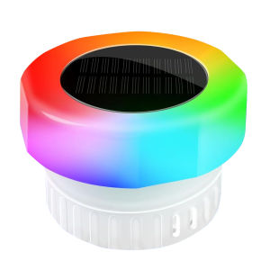 [CHAMAIR STORE]Solar Chlorine Tablet Floater with Colorful Light Floating Chlorine Dispenser IP68 Waterproof for Up To 3 Inch Tablets