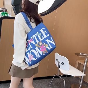 กระเป๋าสะพายผ้าแคนวาส มีซิป สไตล์น่ารัก ผ้าแคนวาส แฟชั่นสไตล์เกาหลี - พร้อมส่งจากไทย