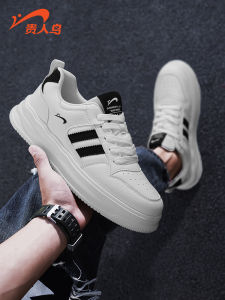 Mens Casual Leather Surface Shoes Anti-slip Wear-resistant Shock Absorption Low Top Laced Sports Shoes for Students