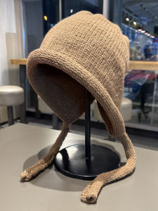 Japanese Style Knitted Hat Womens Autumn Winter Large Circumference Face Slimming Versatile Warm Ear Protection Lei Feng Tie Head Cap