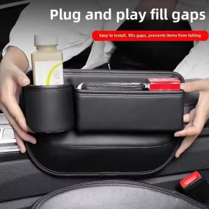 Car Seat Gap Organizer Anti-Spill Leather Storage Box Cup Holder For Driver And Passenger Universal Vehicle Interior Accessories