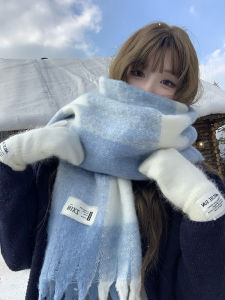 Plaid Scarf Womens Autumn and Winter 2024 New Arrival Fancy Thickened Mohair Tassel Shawl Student Scarf Fashion