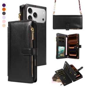 Faux Leather Phone Case for IPhone 17E 16 15 14 13 12 11Pro Max Plus Mini Air Fashionable Crossbody Magnetic Wallet Scratch