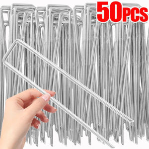 【Swan Home】50/10x U-type Garden Stakes Reusable Galvanized Landscape Spike Heavy-duty Fence Tubing Staples Holding Lawn Barrier Ground Nail