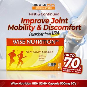 WISE NUTRITION NEM 500mg 30 Capsules Ubat Sakit Sendi & Joint Pain Relief Natural Eggshell Membrane