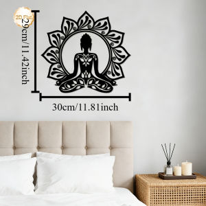 CIFbuy | CIFbuy Metal Wall Art 2D Flat Meditating Lotus Sculpture Iron Decor for Yoga Studio & Home