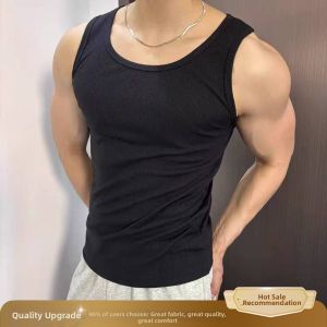ZHUOCAN | White Ribbed Elastic Slim Fit Muscle T-shirt Vest Summer