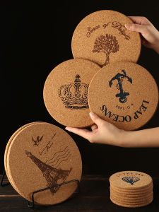 Heat Resistant Dining Table Mat Nordic Style round Wood Cup Coaster Table Pad Heat Insulation Pad Retro Design Restaurant Use