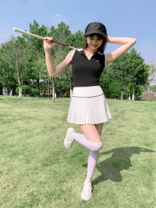 Womens Golf Tennis Sports Set Sleeveless Polo Shirt Skort Summer Style Sportswear Fitness Fan Gear Brand Zelink