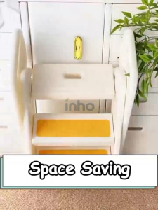 INHO L48cm 2/3 Tier In One Switch Multipurpose Foldable Anti-Slip Pattern Plastic Footstool Ladder