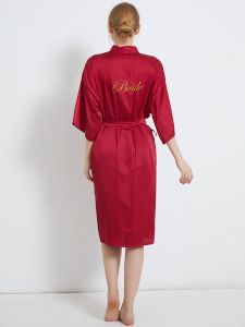 Wedding Morning Gowns Bride and Bridesmaid Wedding Gift Summer Silk Thin Robe Custom Long Style Red Pajamas for Women