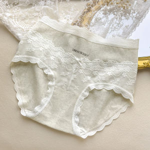 Pure Cotton Lace Underwear Womens Antibacterial Triangle Shorts Lightweight Breathable mid Waist Briefs Seamless Panties