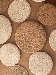 Futon Cushion Tatami Cushion Japanese Woven Rush Straw Mat Floor Mat Meditation round Meditation Mat Straw Woven Floor