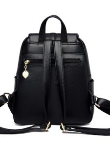 Fashionable Womens Leather Backpack Large Capacity Travel Bag Dual Shoulder Bag Trendy All-Match Casual Pure Color Zipper Closure