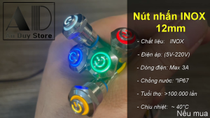 Nút nhấn giữ trạng thái Kim loại LED 12mm Công tắc nhấn giữ khóa (Điện áp 5V-24V 110-220V)