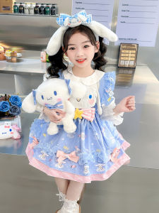 Lolita Style Birthday Girls Dress Epicycloid Dog Design Spring Autumn Long Sleeve Princess Skirt Childrens Clothing Baby Girl
