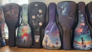 Personalized customization guitar bag 34 inch padded Folk Guitar Bag Double shoulder guitar backpack guitar bag waterproof PU leather Anime pattern Guitar box