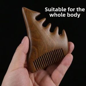 Natural Green Sandalwood Hair Massage Comb Multi-Function Scalp Anti-Hair Loss Face Scraping Acupoint Stimulation Comb