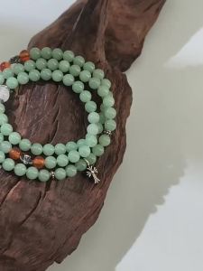 SHISHANGMEIDI | Natural Green Aventurine Silver Cross Stacking Bracelet