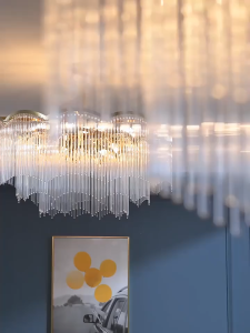 New American Light Luxury Crystal Chandelier Post-modern Minimalist Eye-Caring Grand Living Room Pendant Light Master Bedroom Dining Room Fixture