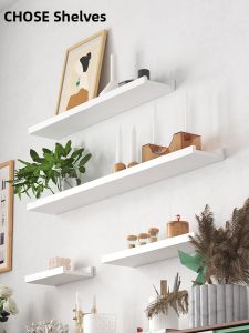 CHOSE | Wall Mounted Wooden Shelving Unit Easy-install One-bar Decorative Shelf White