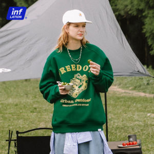 INFLATION brand 2023 autumn new men preppy style 400g fleece American retro light change printing round neck pullover casual sweater