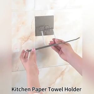 Stainless Steel Holder Rack Roll Wall Mounted Hanger Kitchen Bathroom Penyangkut Letak Tisu Rak Gantung Tisu 抹布杆收纳架