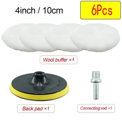 Bộ 6 Miếng Đánh Bóng Xe Hơi - Đĩa Len Bọt Biển Chăm Sóc Sơn Xe Gắn Máy Khoan