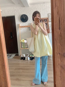 Summer High-End Sensation Sleeveless Vest Dress Puffy Flower Bud Skirt Doll Loose Strap Yellow Milk Dress Korean Style Commute