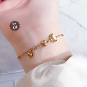 Gelang Tangan Rantai Love Mata Titanium Gold Cxb07