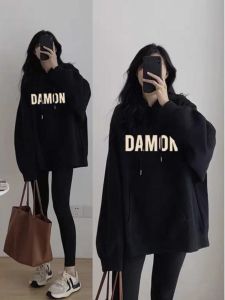 plus Size Oversize Hoodie Womens Fleece Lined Loose Fit Trendy Top for Heavy Girls Autumn Winter Streetwear Casual Sportswear