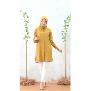 COD - TUNIK KEMEJA POLOS KERJA BASIC SIMPEL CANTIK TERBARU TERLARIS