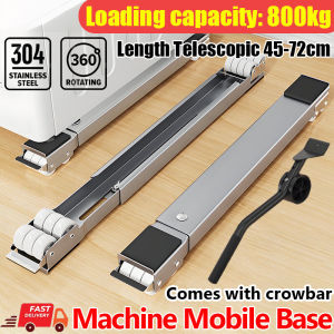 Pangkalan mesin basuh Easily bear 800kg Fridge and Washing Machine Stand Base Adjustable length 45-72cm Refrigerator stand base 360° Movable stand roller With fixed pad Non-slip and shockproof Comes with a crowbar for moving furniture Heavy duty fridge st
