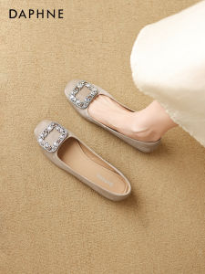 Daphne | Flat Open Toe French Buckle Rhinestone Slip On Ladies Shoes