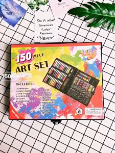 Set Alat Seni Anak 150 Pcs - Pena Warna/Hiasan Bulu Tempurung/Skrip/Siluet dengan Tas Eksklusif