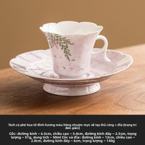 SHUANGYU | Tách Trà Gia Đình Cao Cấp Sứ Hoa Tím Hand-Painted Wisteria