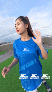 SC Sports เสื้อกีฬา เสื้อพิมพ์ลาย Run04-น้ำเงิน งานจริงสวย สีสด หนา145g นุ่มลื่นใส่สบาย