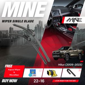 Wiper Frameless Single Blade TOYOTA HILUX 1 Pasang FREE BONUS