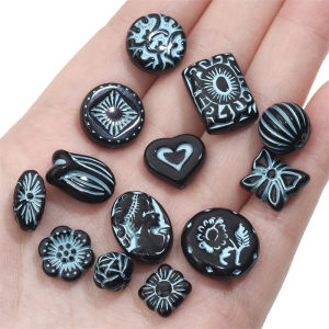 Painted Baroque Style Acrylic Beads Heart Flower Butterfly Charms Loose Spacer Beads for Necklace Bracelet DIY Jewelry Craft Making Accessories