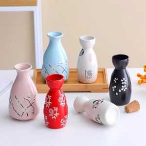 Retro Japanese Ceramic Wine Heater Pot Rice Wine Sake Bottle White Wine Hot Pot Liquor Server Elegant Home Use Barware