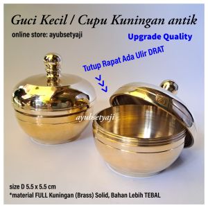Wadah Mangsi Tinta Kuningan Cupu Kendi Kuningan Guci Bokor Brass SOLID Wadah Batu merah delima MD mangkuk Holder Dupa Tempat Bakar dupa Hio Hiolo Cawan air Perlengkapan Keagamaan