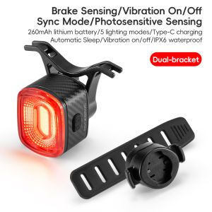 RockBros | ROCKBROS Bicycle Smart Brake Taillight Same Frequency Induction Bike Rear Light Type-C Waterproof MTB Road Cycling Warning Light