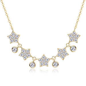 D1.53CT Moissanite Diamond Star Necklace for Girls 925 Sterling Silver 14k Gold Plated Fine Jewelry Christmas 2025 New Year Gift Moissanite Necklace For Women