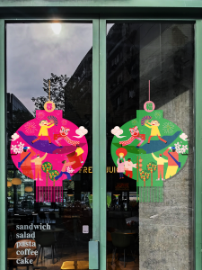 New Year Lion Dance Creative Lantern Static Cling Window Sticker Simple Design Glass Door Decal Festive Celebration Decoration