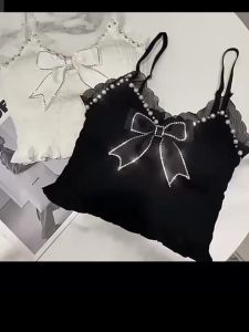 Áo Bara 2 Dây Nhún Dập Ly Đính Đá Và Nơ Siêu Xinh